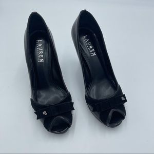 Ralph Lauren black suede and leather heels